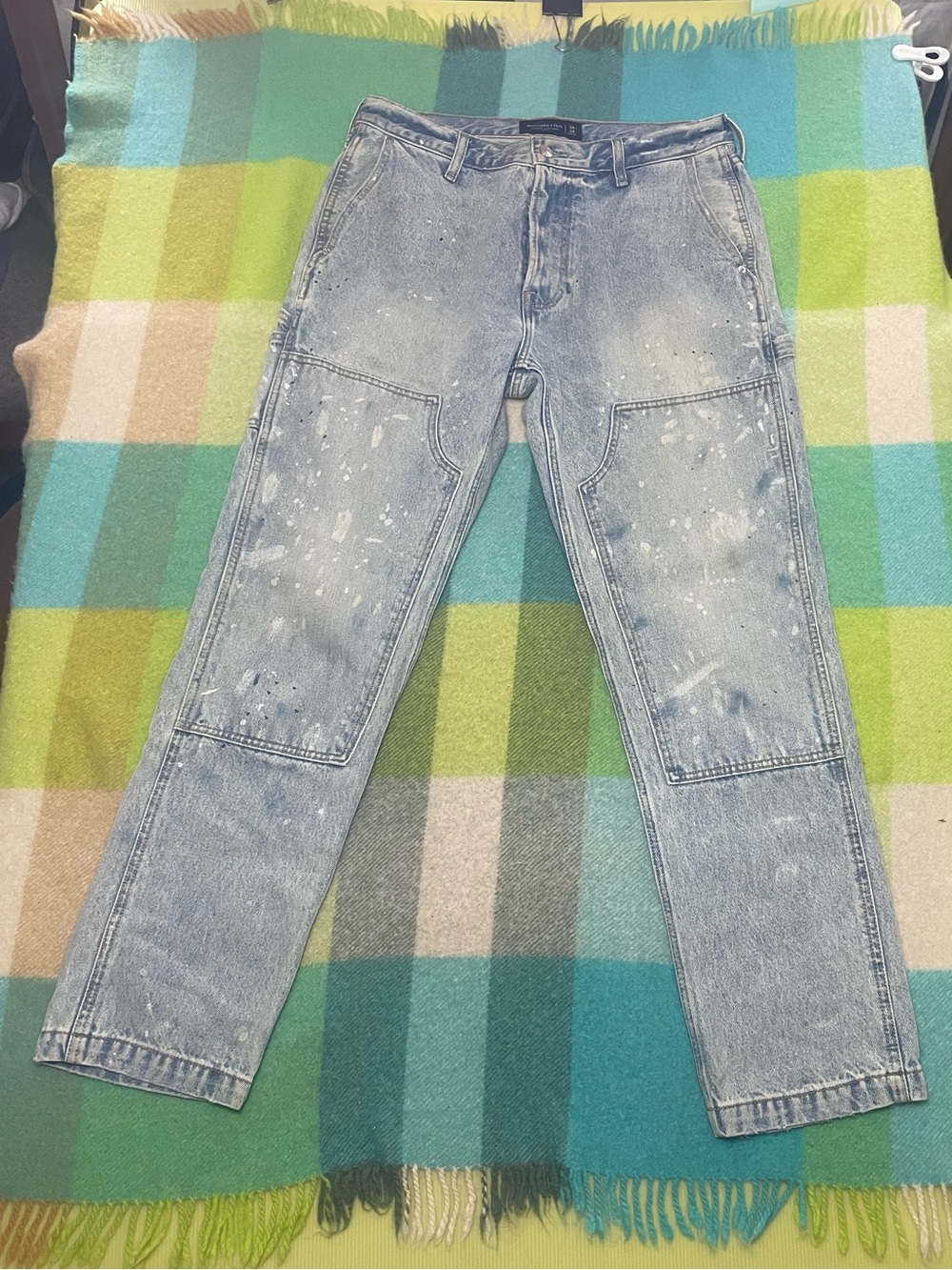Abercrombie & Fitch Double Knee Carpenter Lightwash Blue Jeans Men’s